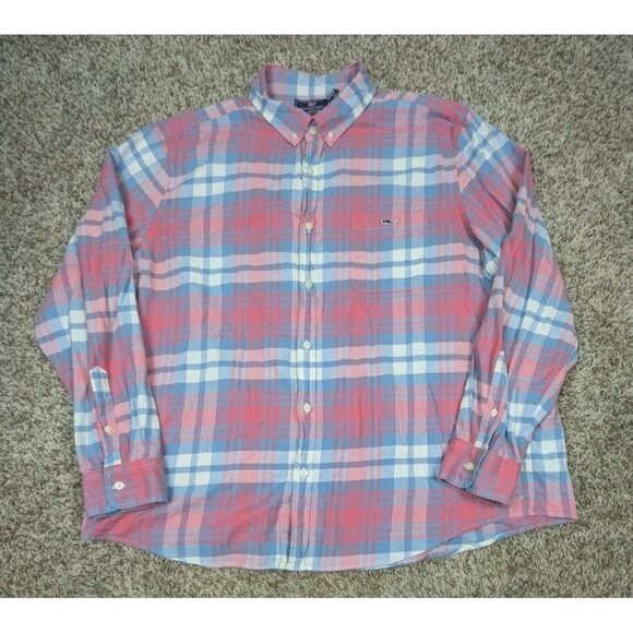 Vineyard Vines Tucker Shirt Mens 2XL XXL Slim Fit Plaid Cotton Linen Button Down - Picture 1 of 6